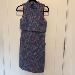 J. Crew Multicolor Tweed Midi Dress